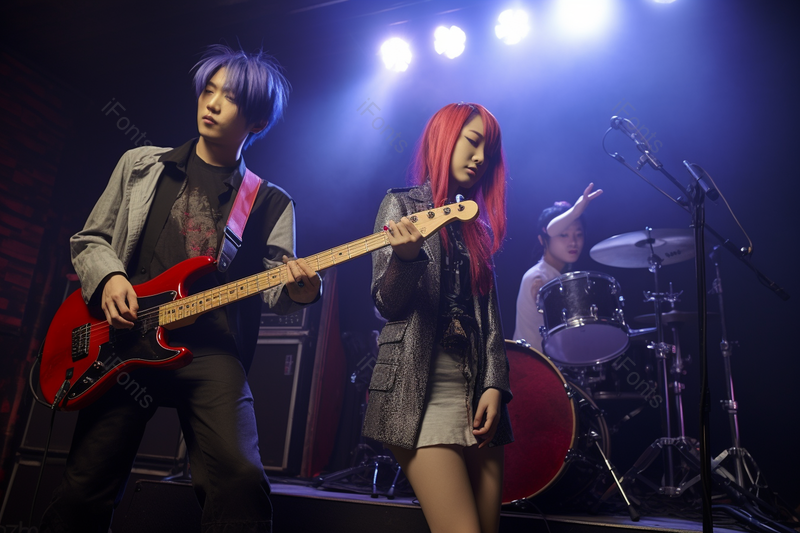 年轻摇滚乐队现场表演弹奏舞台,高清,摄影图,摄影图片,图片大全,摄影图免费下载